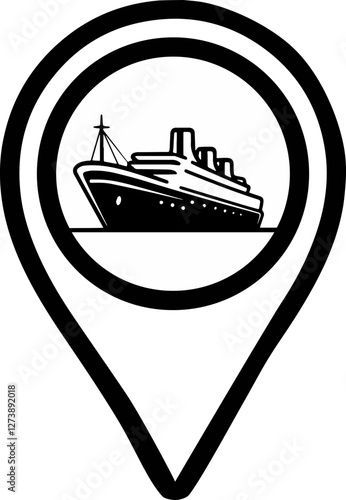 A whit location pin  map  icon for   seaport on a transparent  background, symbolizing navigation or GPS positioning