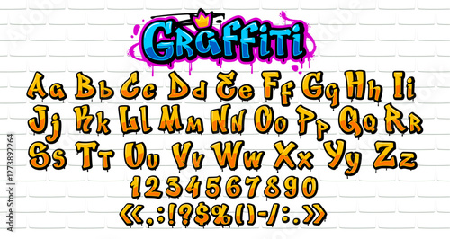 Graffiti font, street art grunge typeface or hip hop English alphabet, vector type. Urban graffiti font of paint spray letters for old school typeface, rap music or hip hop and college street art type