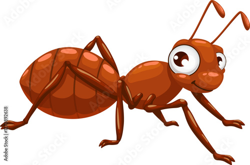 Cartoon funny googly ant insect character or kid mascot, vector little termite. Cartoon ant with funny face and goggle eyes, small insect creature or cute cheerful wild bug from meadow or forest