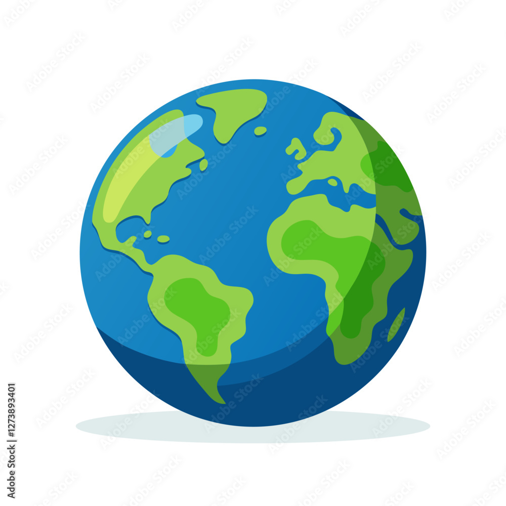 Earth icon. Planet Earth with continents and oceans, isolated on white background. Globe symbol. Vector illustration Earth icon. Planet Earth with continents and oceans, isolated on white background. Globe symbol. Vector illustration