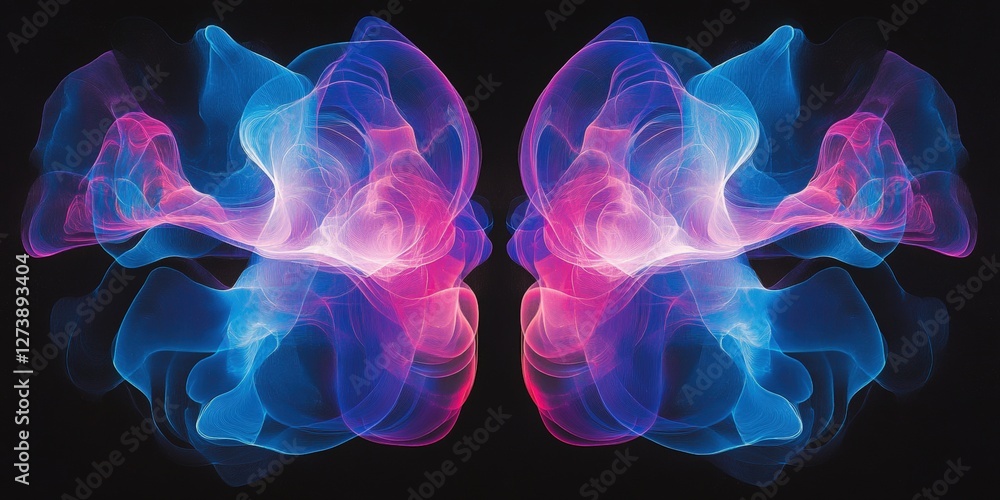 Obraz premium A mesmerizing abstract digital art piece with swirling blends of blue, pink, and purple, capturing vibrant intricacies in a dynamic dance of colors