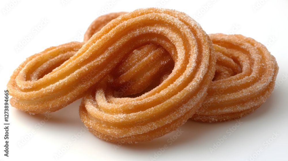 Fototapeta premium Delicious churros coated in sugar on a white surface creating a sweet and tempting treat