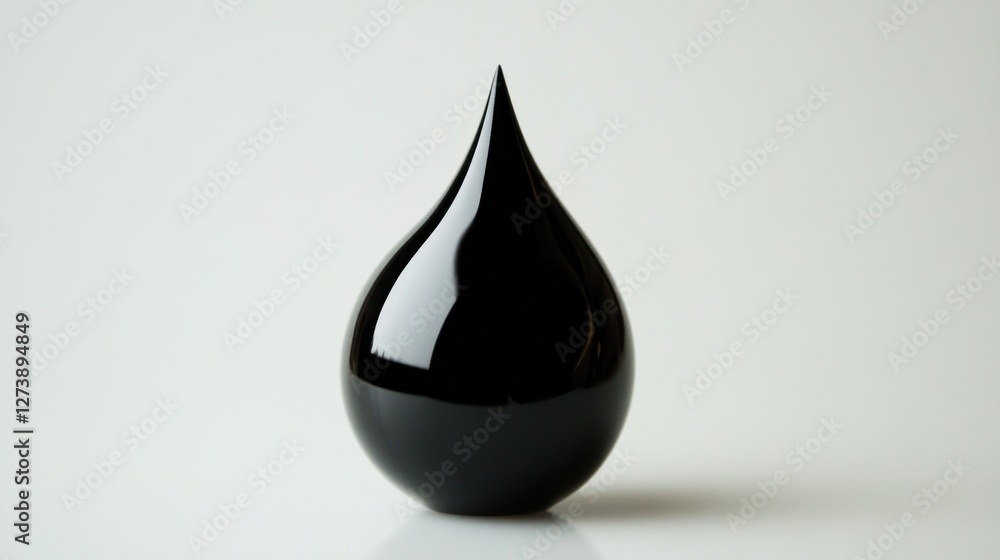 Single black drop of liquid on white background. (1) Single black drop of liquid on white background. (1)