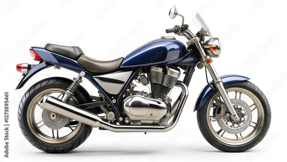Blue Motorcycle on White Background Blue Motorcycle on White Background