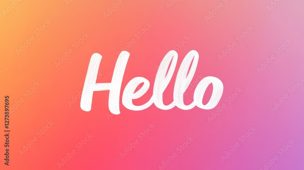 White handwritten Hello on a vibrant gradient background. White handwritten Hello on a vibrant gradient background.