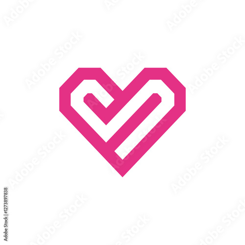 Geometric Heart Logo design vector icon template isolate on white background