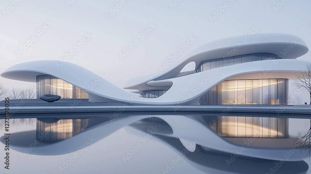 Fototapeta premium Dynamic architectural design showcase modern museum urban setting contemporary style aerial perspective innovation