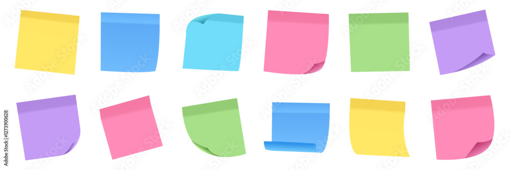 Set of Sticky Notes. Collection of different color sheets of note papers. vector Set of Sticky Notes. Collection of different color sheets of note papers. vector