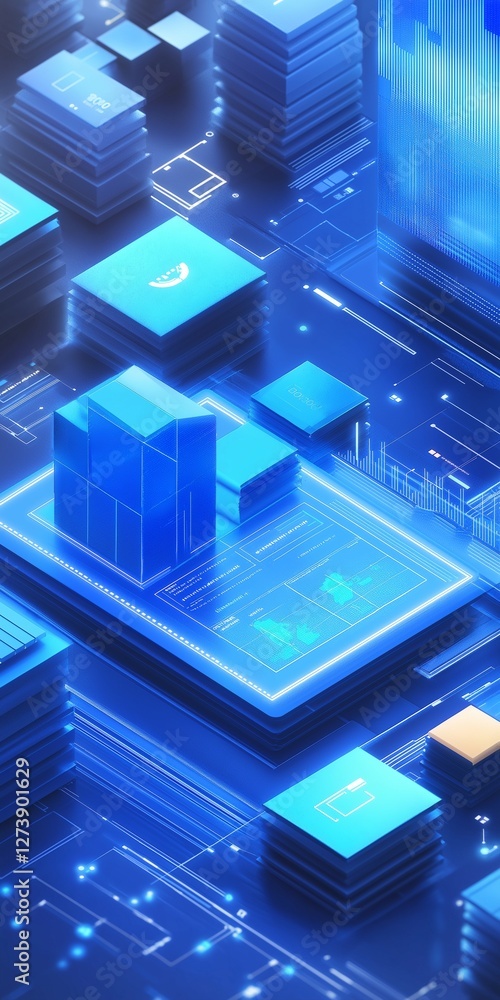 Digital tablet PC with world map and technology network background