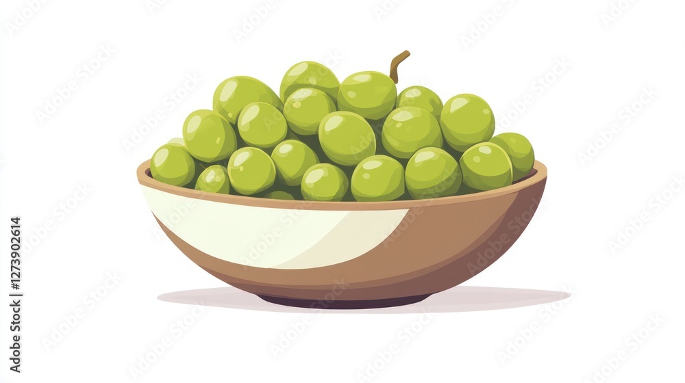 Green grapes in a bowl. Illustration Green grapes in a bowl. Illustration