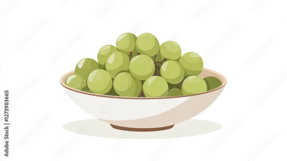 Green grapes in bowl, kitchen setting, food photography, recipe illustration Green grapes in bowl, kitchen setting, food photography, recipe illustration