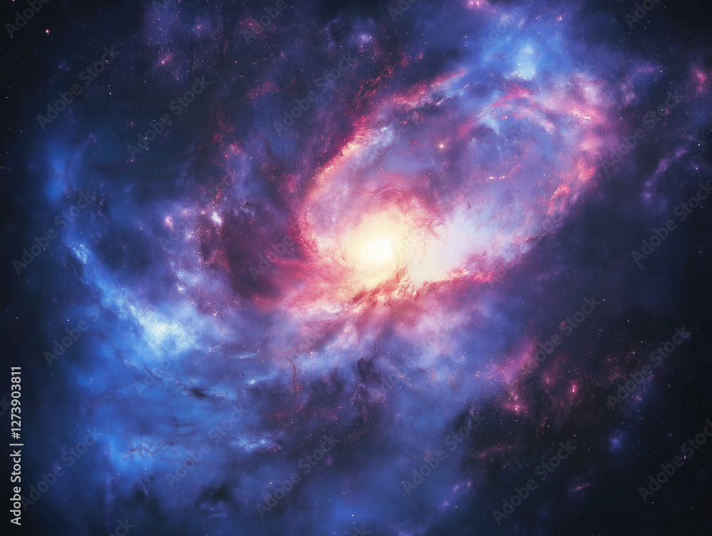 Fototapeta premium Galaxy-Inspired Artwork with Swirling Stars and Cosmic Patterns in Deep Blues and Purples