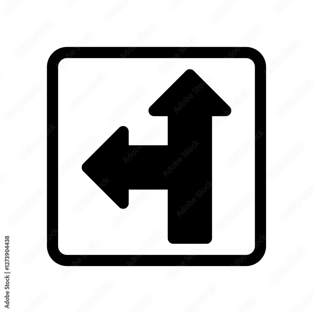 Road Direction Sign Indicating Turn Left or Go Straight Option Road Direction Sign Indicating Turn Left or Go Straight Option