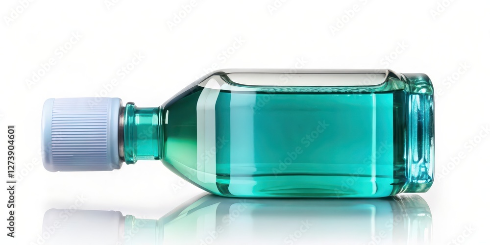 Teal Mouthwash Bottle on White Background Teal Mouthwash Bottle on White Background