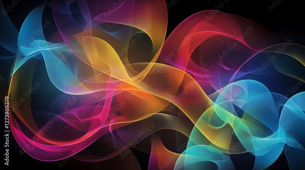 Abstract waves shape glowing in ultraviolet spectrum. Background for banner, backdrop or texture for 3D mapping