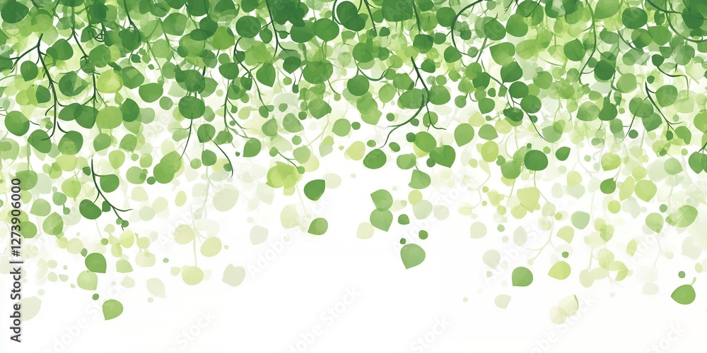 Fototapeta premium Elegant Watercolor Green Leaves Branch Design Spring Nature eco tree soft lush life fresh