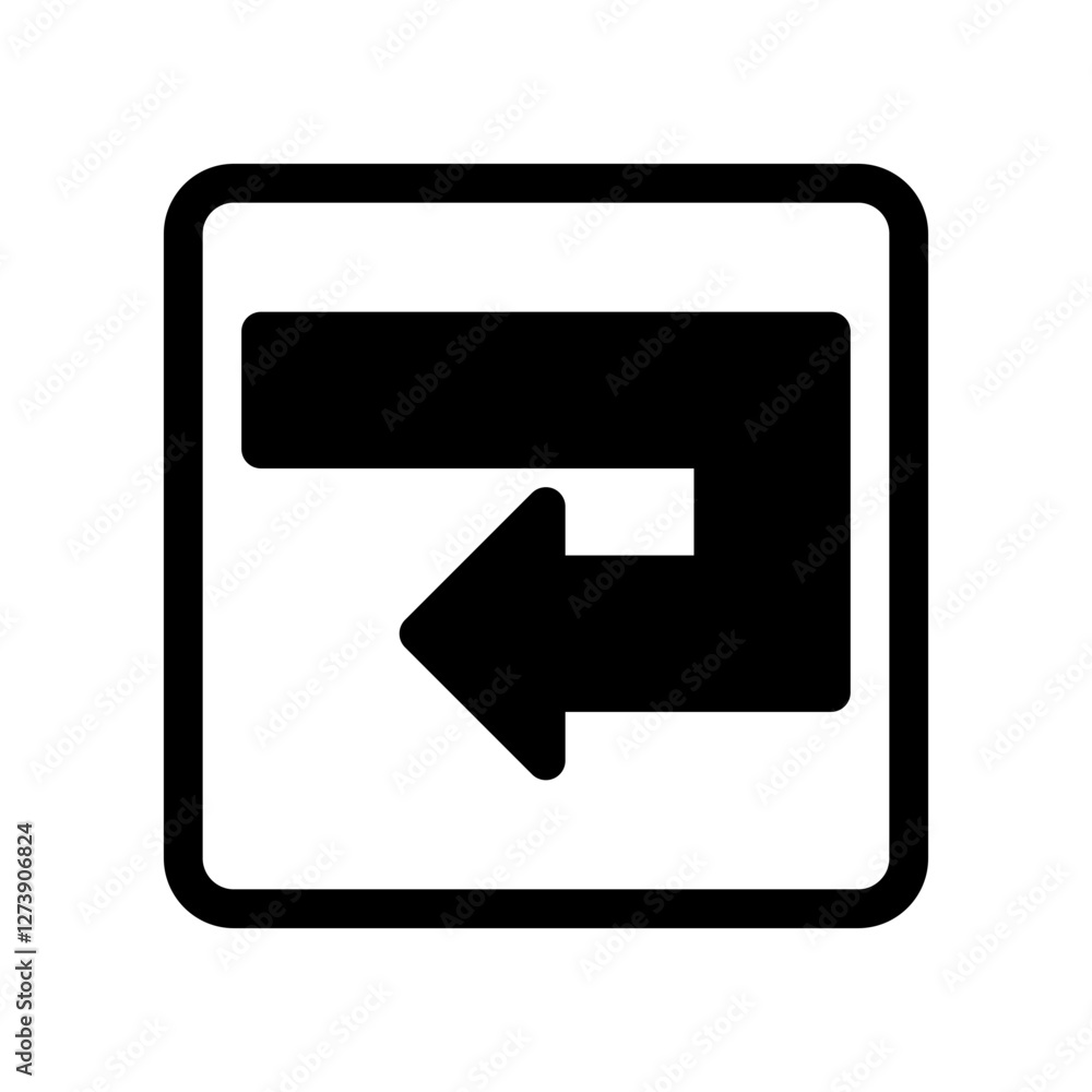 Black and White Left Turn Sign for Directional Guidance Black and White Left Turn Sign for Directional Guidance