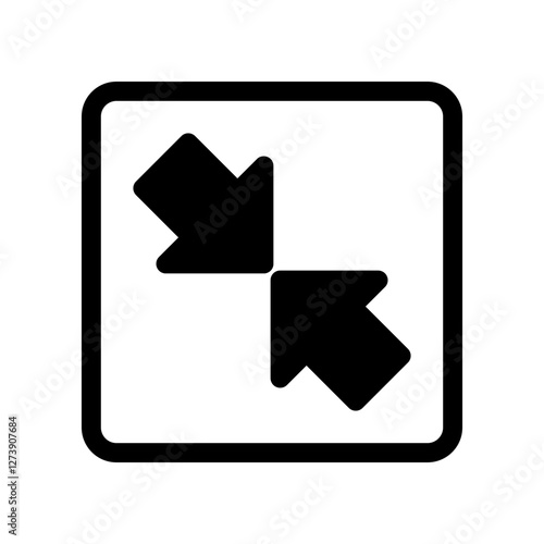 Black Arrows Symbol Indicating Compression or Reduction in a Square Frame