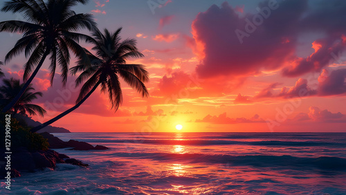 sunset on the beach