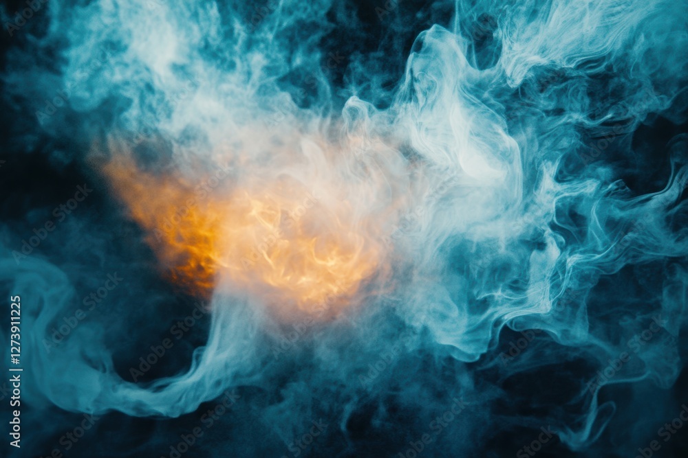 Abstract swirls of teal and orange smoke. Abstract swirls of teal and orange smoke.