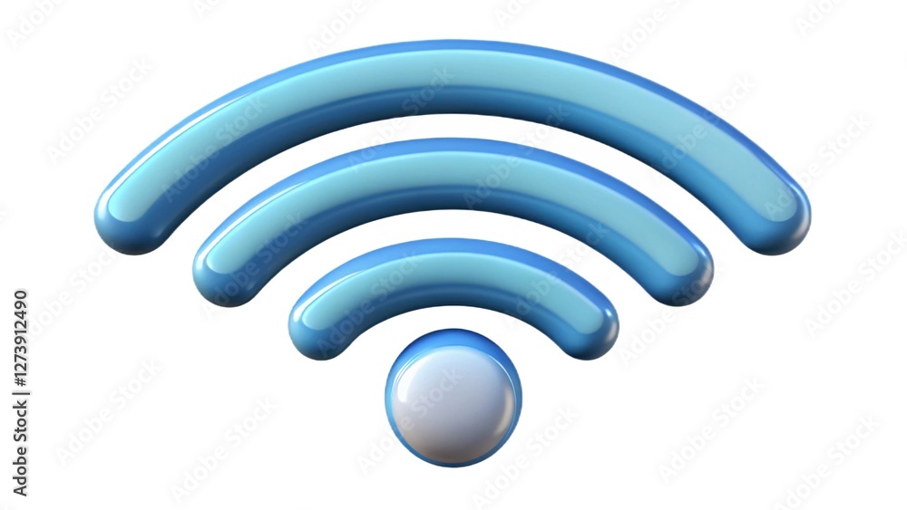 A stylized blue Wi-Fi symbol representing wireless internet connectivity and communication. A stylized blue Wi-Fi symbol representing wireless internet connectivity and communication.