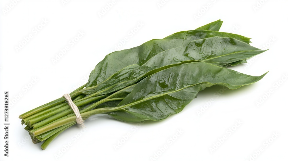 Fresh bunch of vibrant spinach leaves arranged neatly on a clean white surface, showcasing their rich green color and healthy appearance. Fresh bunch of vibrant spinach leaves arranged neatly on a clean white surface, showcasing their rich green color and healthy appearance.