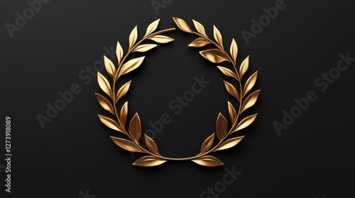 Gold laurel wreath on black background.