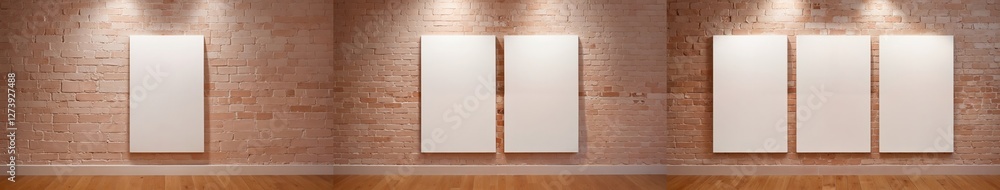Blank Canvases on Exposed Brick Wall – A Triptych Study in Minimalism, Texture, and Spatial Composition Blank Canvases on Exposed Brick Wall – A Triptych Study in Minimalism, Texture, and Spatial Composition