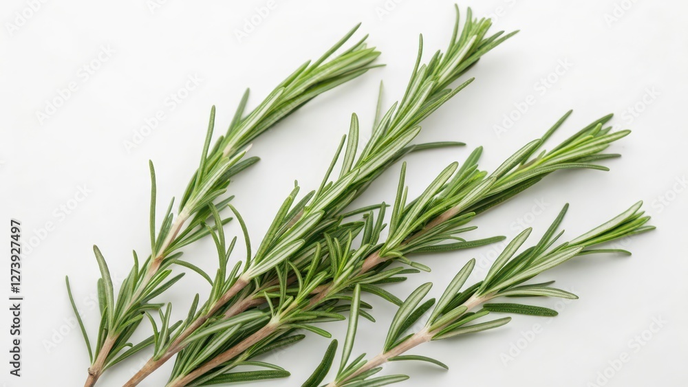 Fototapeta premium Rosemary Sprigs on White Background