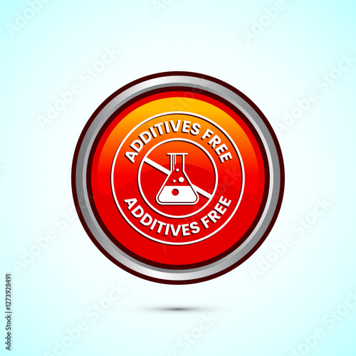 Additives free icon design illustration. No additives symbol for food packaging, Orange color round button design