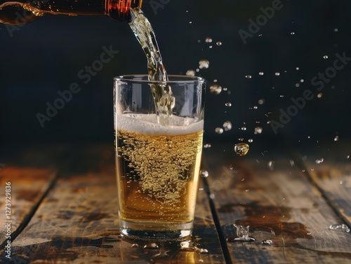 Wallpaper Mural Pouring Light Beer into a Glass with Soft Natural Lighting Torontodigital.ca