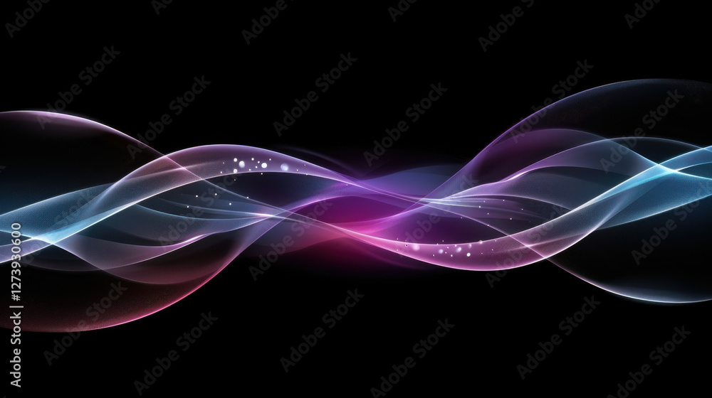 Naklejka premium Elegant abstract waves in vibrant colors create dynamic visual flow, evoking sense of movement and energy. interplay of light and color adds depth and intrigue