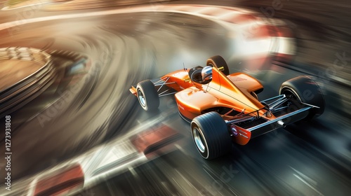 Racing Car Captured in Motion, Emphasizing Speed and Thrill
