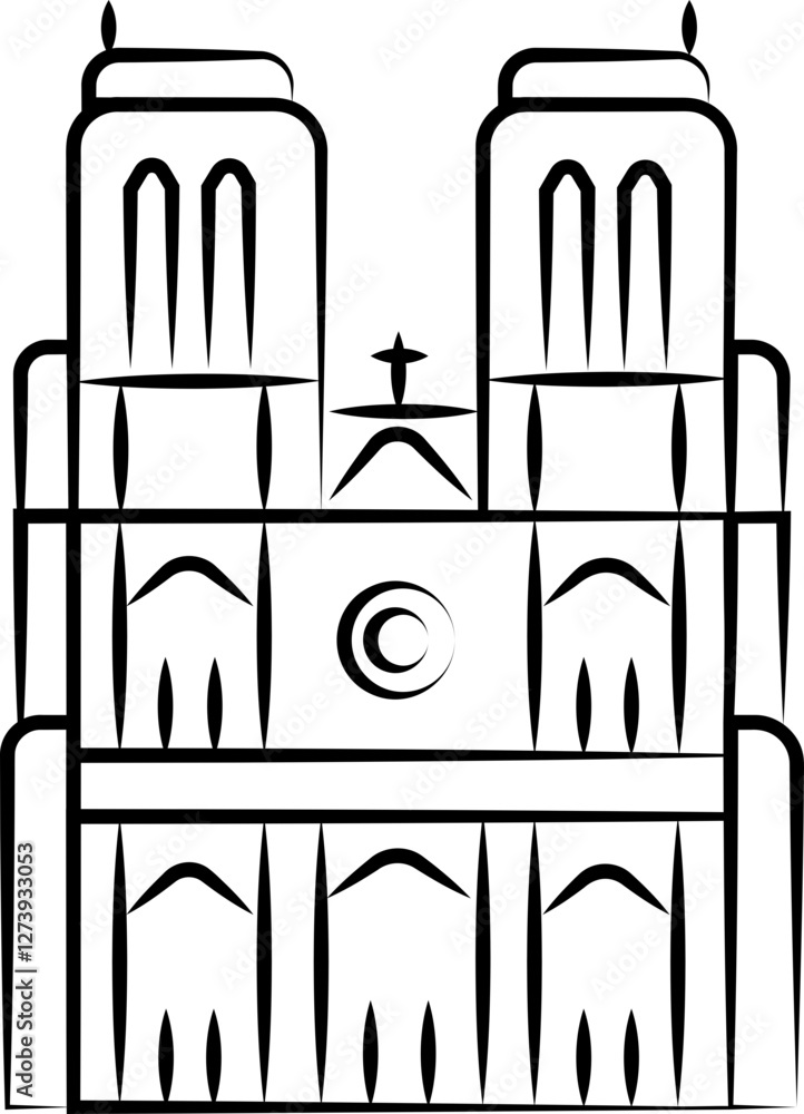 Obraz premium Notre-Dame Illustration Monument Paris France