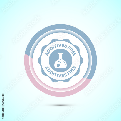 Additives free icon design illustration. No additives symbol for food packaging, Pastel color button design