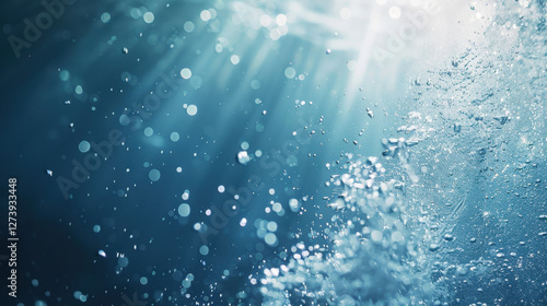 Wallpaper Mural Bubbles and light create serene underwater scene with shimmering reflections. tranquil blue water enhances calming atmosphere, inviting relaxation and peace Torontodigital.ca