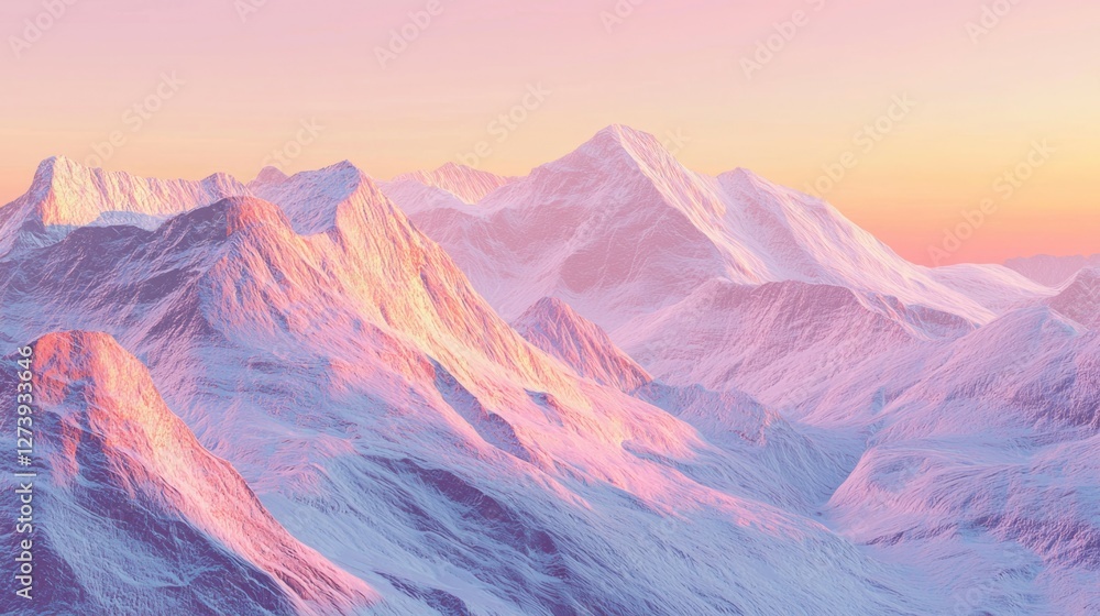 Obraz premium Serene Sunrise Over Majestic Snow-Capped Mountain Landscape