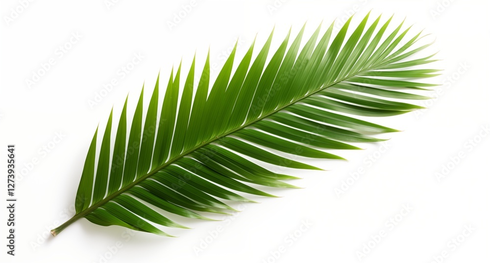 Obraz premium A single palm leaf isolated on a white background. Generative ai