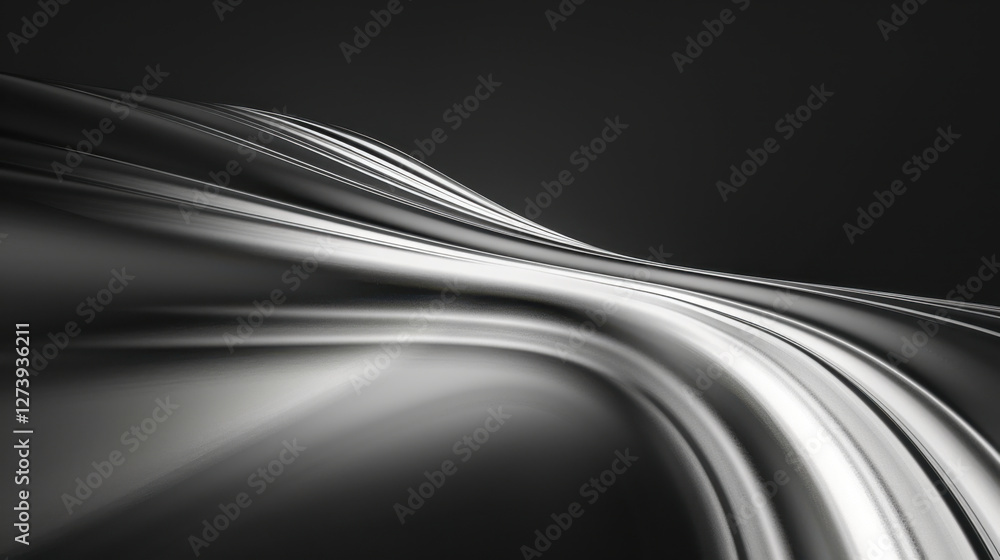 Obraz premium Sleek abstract lines create dynamic flow on dark background, evoking sense of movement and elegance. smooth curves and gradients enhance visual depth and modern aesthetic