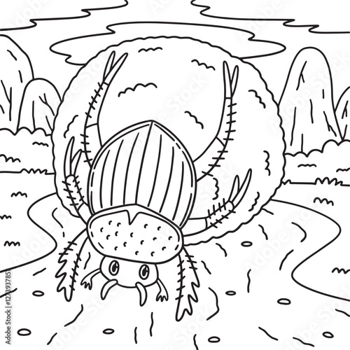 Insect Dung Beetle Animal Coloring Page for Kids 