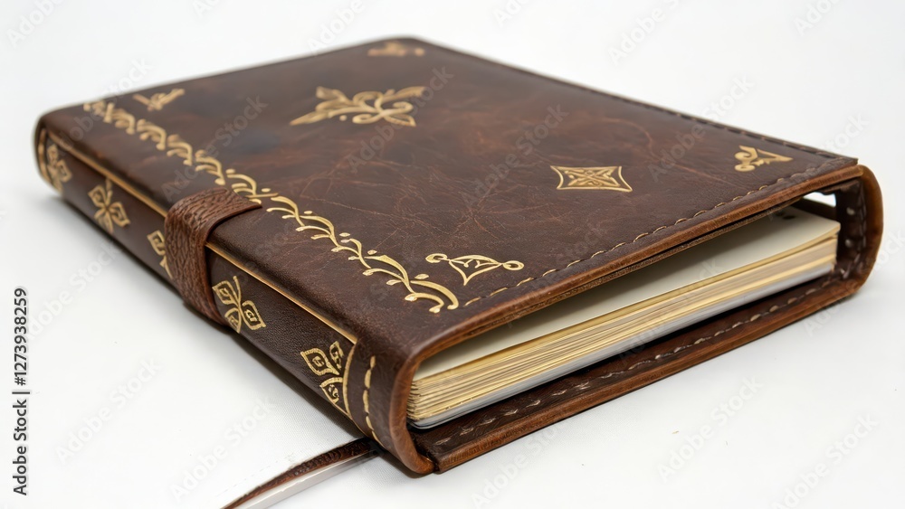 Leather-bound Journal on White Background Leather-bound Journal on White Background