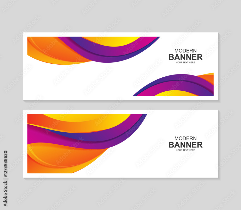 Obraz premium colorful wave abstract business banner collection