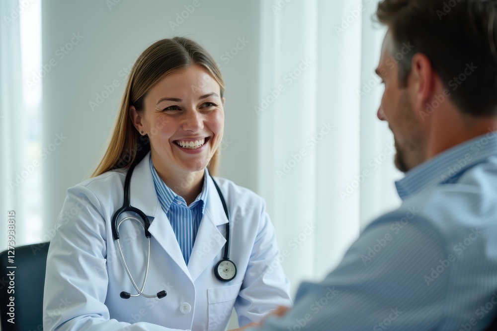 Doctor and patient engage in a consultation in a modern healthcare setting Doctor and patient engage in a consultation in a modern healthcare setting