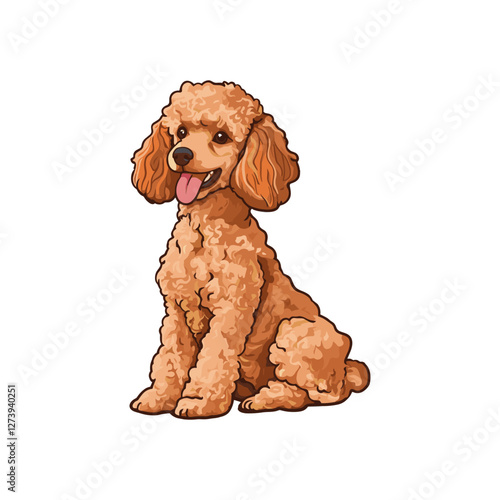 Vector golden doodle dog. Set of goldendoodle dogs for graphic, content, etc. Cute golden labradoodle puppy. Vector illustration of a dog. Vector of poodle dogs design