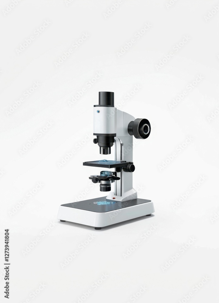 Microscope isolated on a white background for scientific research and laboratory use Microscope isolated on a white background for scientific research and laboratory use