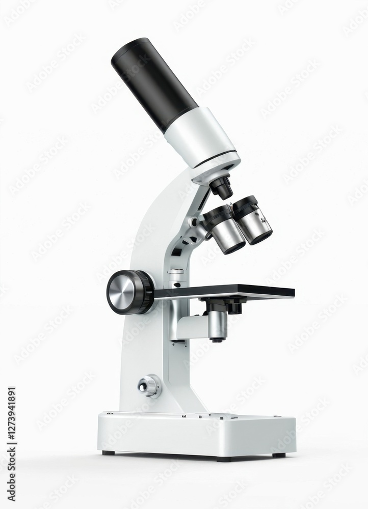 Microscope isolated on a white background for scientific research and laboratory use Microscope isolated on a white background for scientific research and laboratory use