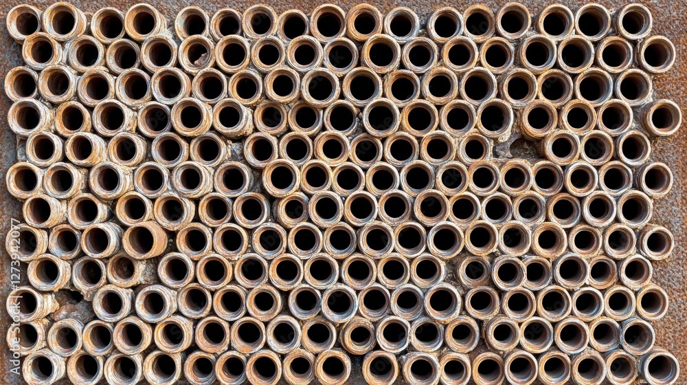 Rusty Metal Tubes Create a Geometric Pattern an Aged Industrial Textured Background Rusty Metal Tubes Create a Geometric Pattern an Aged Industrial Textured Background