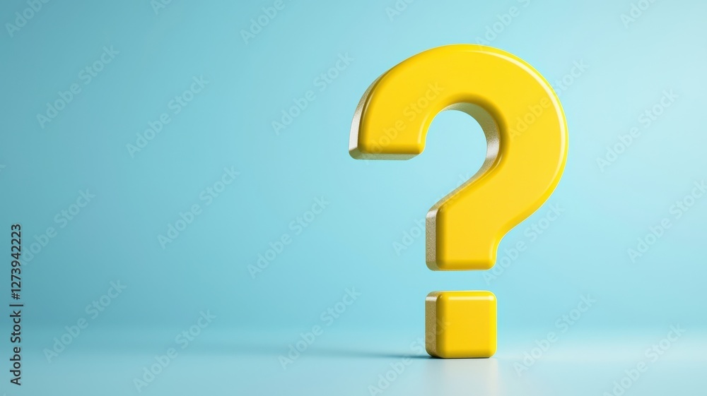 Large yellow question mark on a blue background symbolizes inquiry and curiosity. Large yellow question mark on a blue background symbolizes inquiry and curiosity.