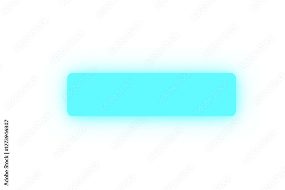 Glowing neon light rectangle button. Rounded blue neon shape on a transparent background. Neon frame for your design Glowing neon light rectangle button. Rounded blue neon shape on a transparent background. Neon frame for your design