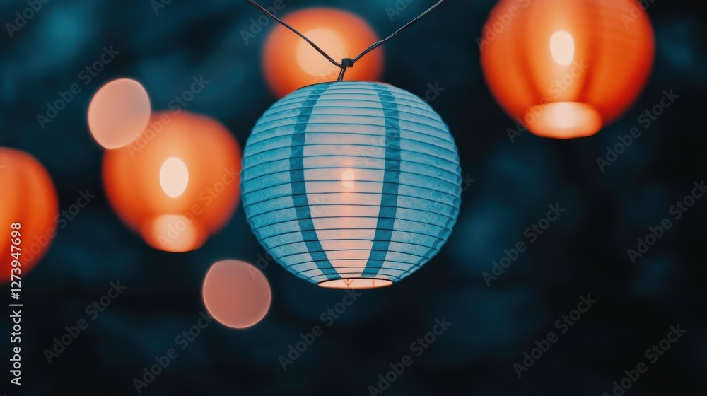 Obraz premium Sakura Festival Celebration Japan Lanterns Under Cherry Blossoms Nighttime Cultural Experience Travel Destination